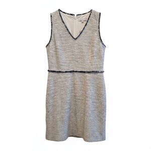 Loft Fringe Navy/White Boucle Flare Dress - New with tags- Size 10